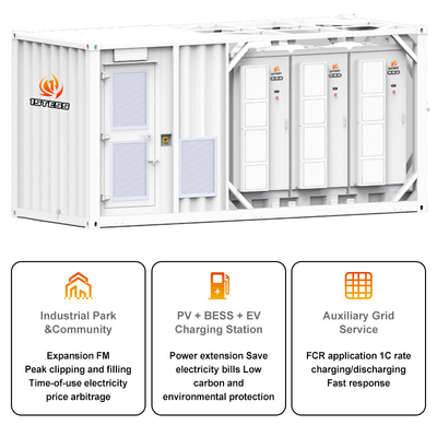 Endüstriyel ve Ticari 3P3W Şebeke Tipi BESS Konteyner Enerji Depolama Sistemi 50/60Hz Frekansı için özelleştirilebilir 10mwh