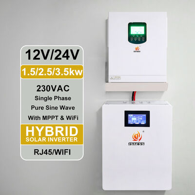 1500W 24V ve 2500W 24V Şebeke dışı Hibrit Inverter Saf Sinüs Dalgası MPPT Tek fazlı Düşük Voltajlı Pil Güneş Sistemi