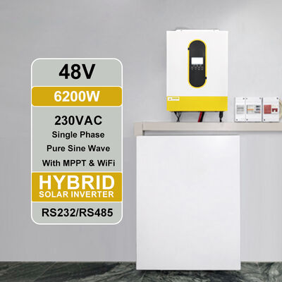 48V 6200VA Temiz Sinüs Dalgası Güneş Değiştiricisi Tek Fazlı Yüksek Voltajlı MPPT 6500W Max PV Girdi Konut Kullanımı için