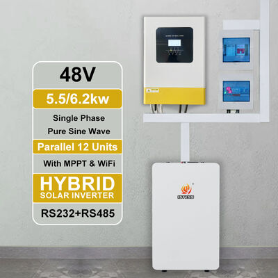 5.5kW Tek Fazlı 48V Hibrit İnvertör Saf Sinüs Dalgası MPPT 60-500V Paralel Çalışma için Düşükten Yüksek Gerilime