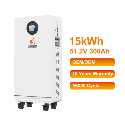 15.36kWh Ev Pili 51.2V 300Ah LiFePO4, Dahili Tekerlekli Dokunmatik Ekran Monitörü